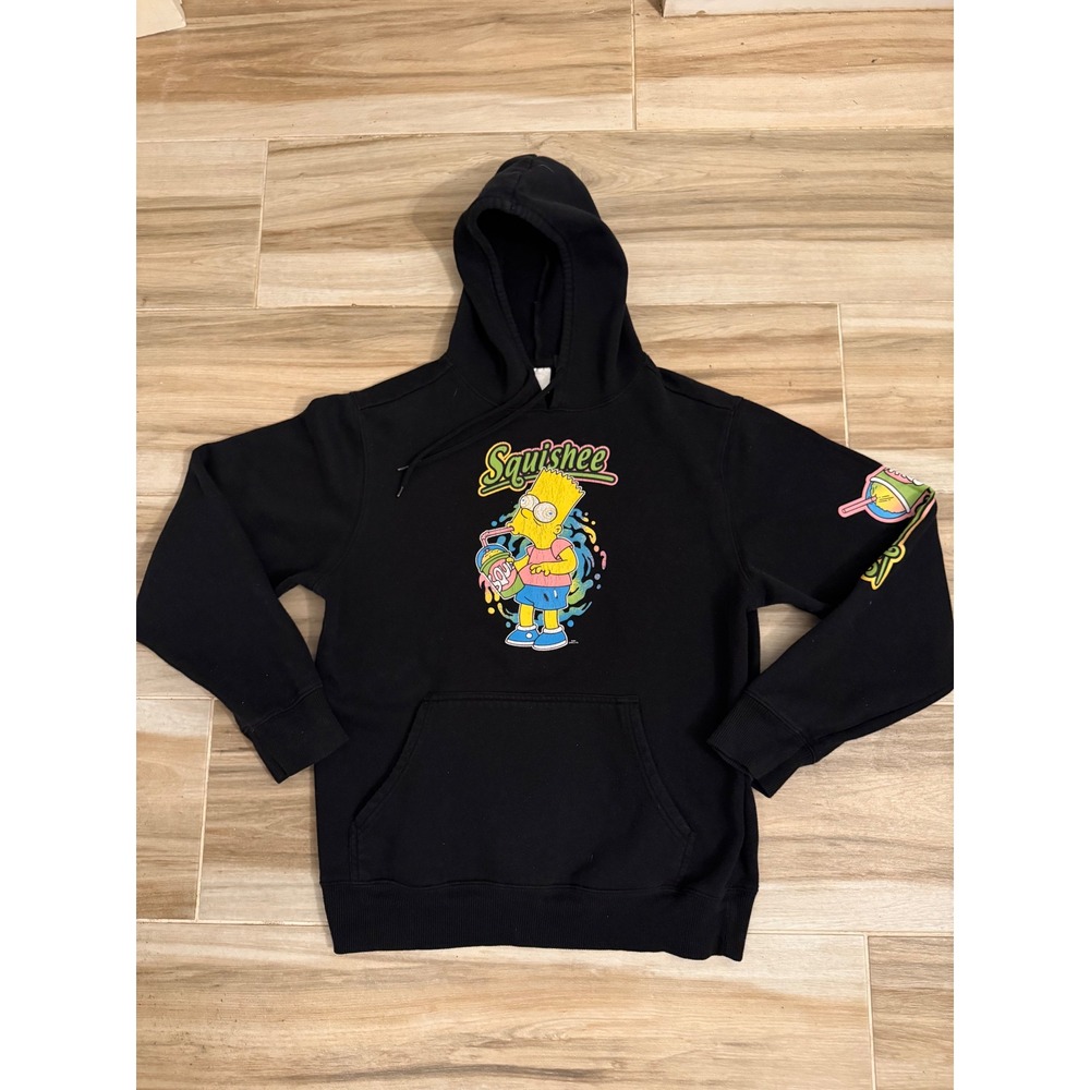 The Simpsons‎ Bart Simpson Squishee Hoodie Black Graphic Pullover Medium